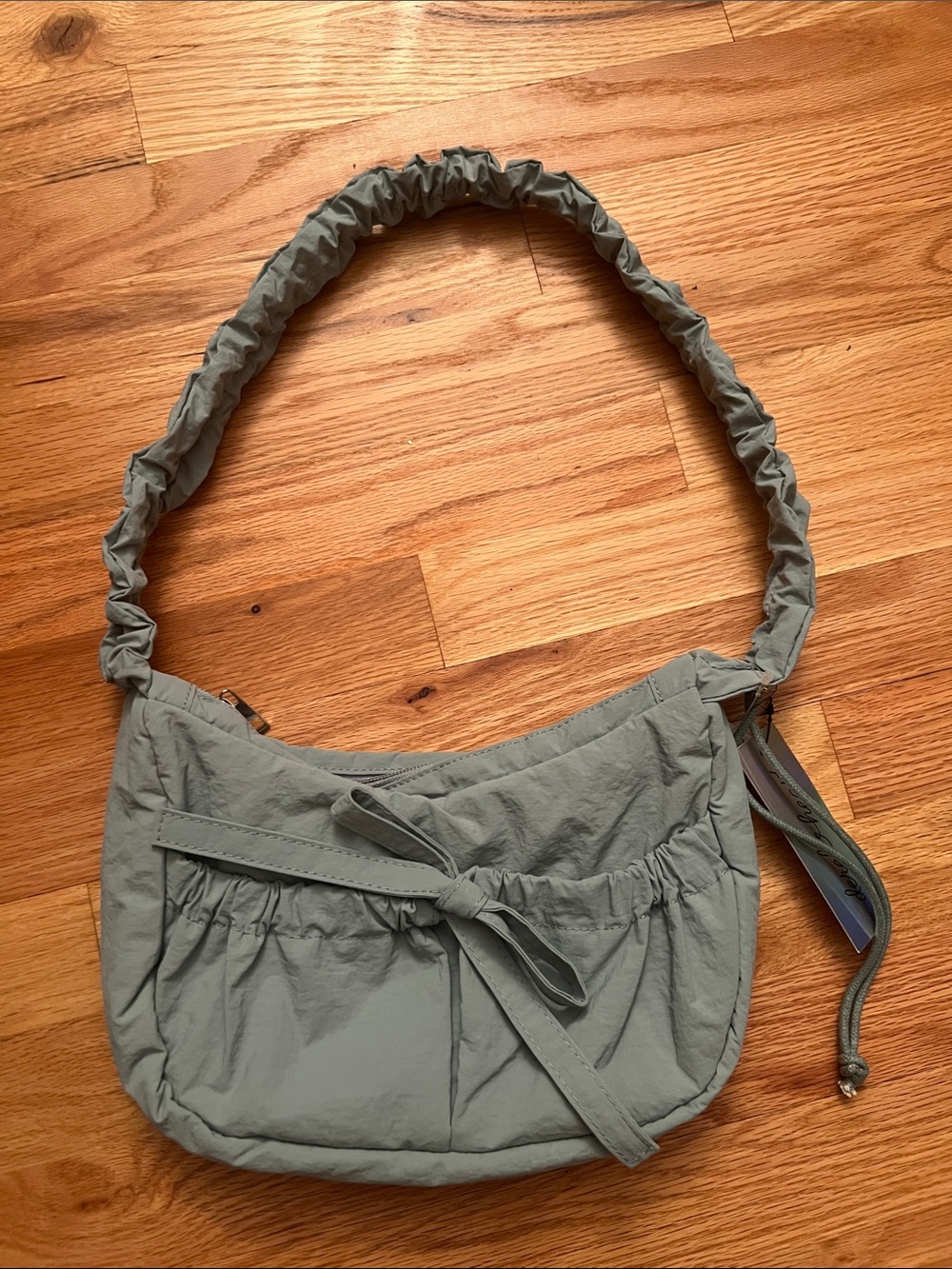 Derek Heart Sage Green Gathered Crossbody with Front Tie